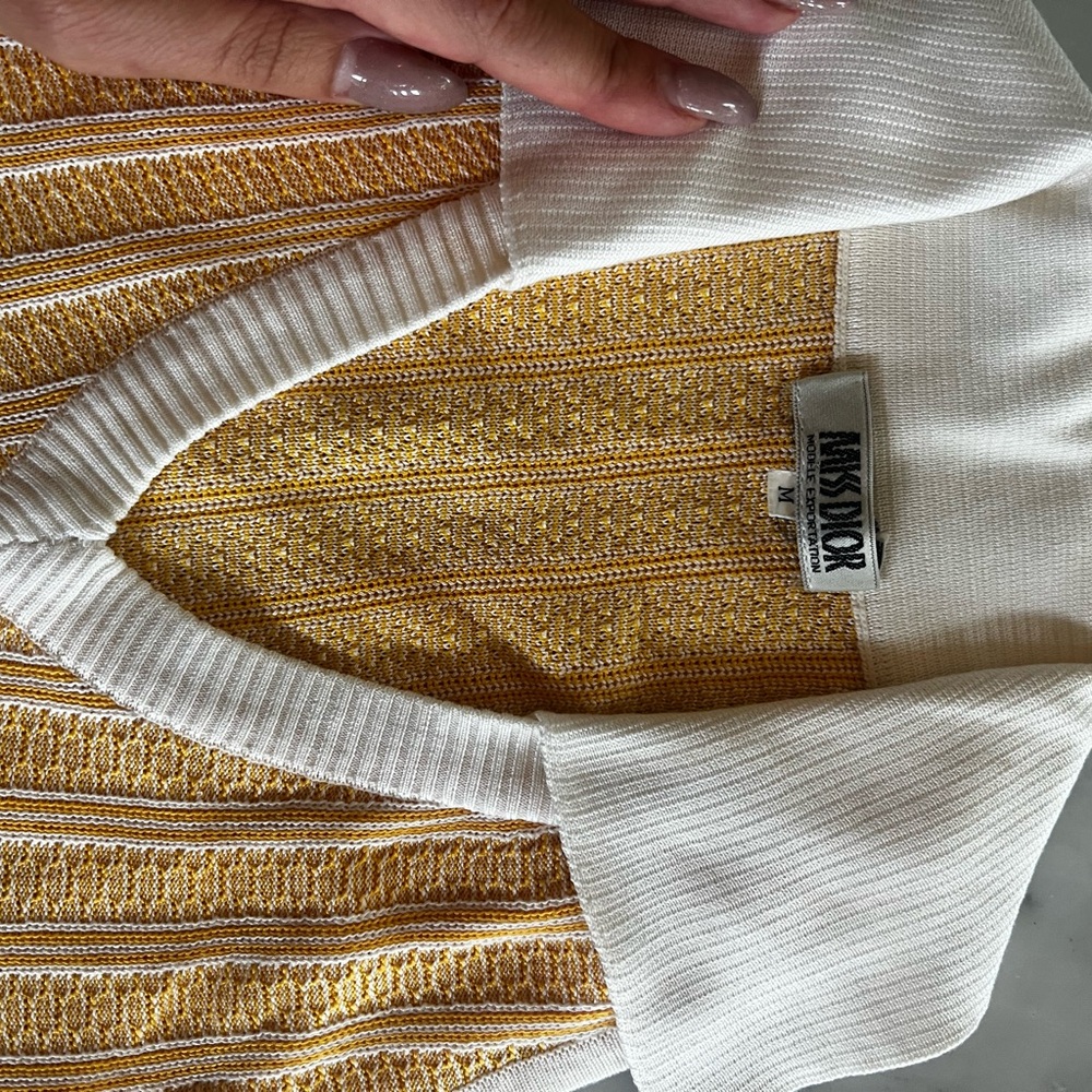 Vintage Miss Dior yellow and White Knit Top